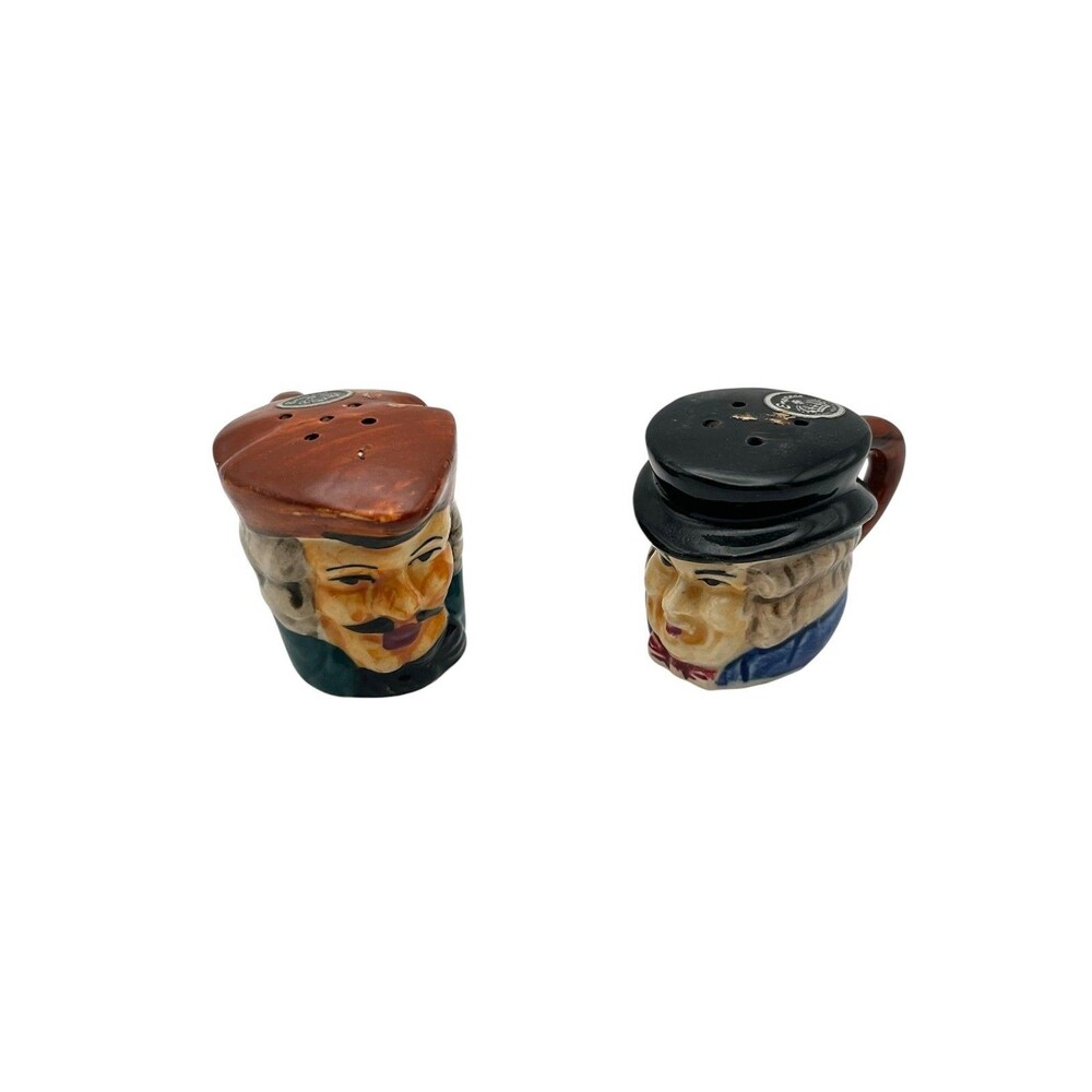 Vintage Toby Jug Salt Pepper Shakers Japan 1950s Ceramic Character Face Set